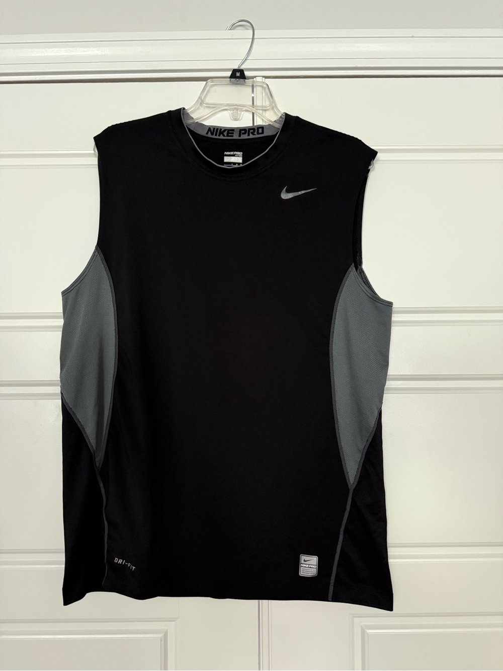 Nike Men’s Black Sleeveless Training Tank with Gray Panels